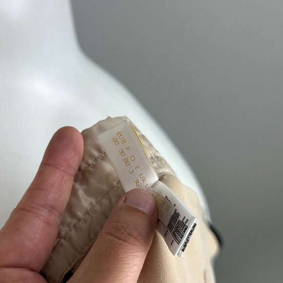 Vtg Y2K La Perla Beige Satin Pleated Black Lace Sexy Corset Bra Bralette Size 36 - Picture 5 of 6